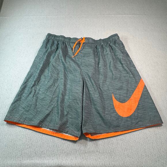 Nike NWT Men's Board Shorts Green with Orange Swoosh XXL - Picture 2 of 12